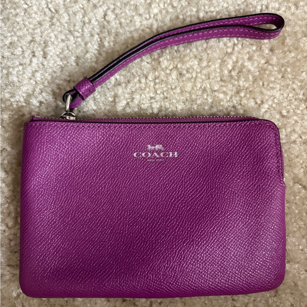 Coach Vibrant Purple Leather Wristlet